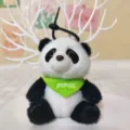 Süßer Cartoon Riesenpanda Plüsch Anhänger weiche gefüllte Puppe Schlüsselanhänger Geschenk - Sitzender schwarzer Schal (mit Haargummis)
