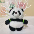 Süßer Panda Plüschtier Schlüsselanhänger flauschige Stofftier Puppe Tasche Deko Geschenk. - Stehender schwarzer Rucksack (mit Haargummis)