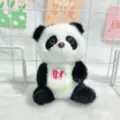 Süßer Cartoon Panda Plüsch Anhänger Kuscheltier Rucksack Puppe Stofftier Schlüsselanhänger - Bär mit Reichtum-Symbol (mit Haargummis)