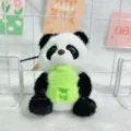 Süßer Cartoon Riesenpanda Plüsch Anhänger Schlüsselanhänger weiche Puppe Geschenk - Bär mit Glück-Symbol (mit Haargummis)
