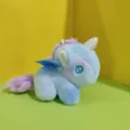 Cute iridescent unicorn plush toy pendant detail view, soft stuffed pony bag charm keychain. - 12cm Bead Chain / Purple