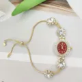 Reloj de mujer de moda minimalista con diamantes, elegante reloj de pulsera rojo ajustable. - Rojo