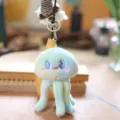 Cute pastel jellyfish plush keychain, soft stuffed octopus bag charm with metal ring. - 17cm Keychains / Blue
