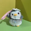 Simpatico ciondolo pinguino di peluche per borsa con abito in pizzo morbida bambola - Corda Colorata da 12cm / Grigio