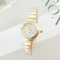 Orologio donna al quarzo dorato con strass, elegante orologio da polso con numeri romani. - Cassa Oro Quadrante Bianco
