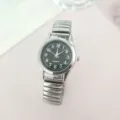 Κλασικό vintage ρολόι χαλαζία με ελαστικό μεταλλικό λουράκι και μεγάλα νούμερα. - Γυναικείο Ασημί Μαύρο