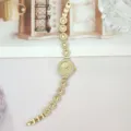 Goldene Strass Damen Quarz Uhr glitzernde Kristall Blumen Glieder Armband Modische Uhr - Gold