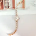 Rose gold rhinestone flower women quartz watch bracelet fashion elegant wrist watch detail - Rose Gold White