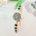 Damen Quarzuhr Strass Roségold Armbanduhr Mode Luxus lässig Damenuhr Geschenk Schmuckchic - Roségold-Schwarz