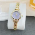 Montre quartz femme minimaliste luxe avec bracelet métal doré et cadran violet élégant. - Or Violet