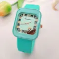 Casual fashion women silicone watch simple square digital student quartz watch for daily wear - Mint Green