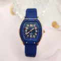 Damen Quarz Uhr Tonnenform Silikonarmband Modisch Freizeit Student Armbanduhr blau - Silikon Blau