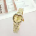 Luxus Strass Herz Damen Quarz Uhr gold glänzend Armbanduhr modisches Geschenk für Frauen - Gold