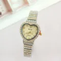 Herzförmige Strass Quarz Uhr für Damen Mode Luxus Kristall Armbanduhr elegantes Geschenk - Zweifarbig (Gold & Silber)