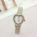 Herzförmige schöne Damen Strass Quarzuhr mit funkelnden Kristallen für elegante Styles. - Gold-Silber Weiß