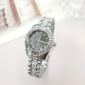 Herren Quarzuhr silberfarben Edelstahl Strass glänzend Business Freizeit Armbanduhr - Silber Schwarz