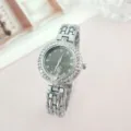 Elegante Damen Strass QuarzUhr mit silbernem Edelstahlarmband und glitzerndem Zifferblatt. - Silber Schwarz