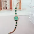 Luxus Damen Grüne Kristall Roségold Quarz Kettenuhr Elegante Mode Damenuhr Schmuck - Roségold Grün