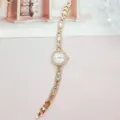Elegante Damen Strass Quarz Uhr mit goldem Metallarmband und funkelndem Zifferblatt Design. - Roségold Weiß