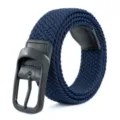 Navy blue braided nylon belt for men with black metal pin buckle casual variant design - Navy Blue / 105cm