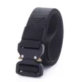 Black 3.8cm tactical nylon belt, heavy-duty quick-release buckle utility belt for outdoor sports. - 125cm / Black