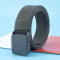 Men tactical nylon belt non-magnetic dark grey canvas strap casual outdoor sports accessory - 120cm / Dark Gray