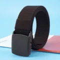 Men's tactical nylon belt with non-magnetic plastic buckle for outdoor sports and daily wear. - 120cm / Coffee