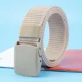 Men's tactical nylon belt with non-magnetic plastic buckle outdoor casual canvas belt for sports. - 120cm / Beige
