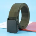 Men tactical nylon belt with non-magnetic plastic buckle for outdoor sports and daily wear. - 120cm / Army Green