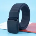 Mens tactical nylon belt durable outdoor sports canvas belt plastic buckle dark blue - 120cm / Navy Blue
