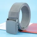 Men grey tactical nylon belt with durable non-magnetic plastic buckle for outdoor sports. - 120cm / Light Gray
