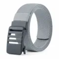 Grey elastic woven belt with tactical black buckle, casual breathable outdoor belt for men. - 125cm / Light Gray
