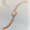 Elegante orologio da donna al quarzo in oro rosa con quadrante rettangolare e bracciale. - Oro Rosa Bianco