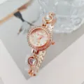 Orologio donna quarzo oro rosa con cinturino in strass e cuore, orologio elegante gioiello - Oro Rosa Bianco