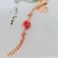 Elegante Damen Quarz Uhr rotes Zifferblatt Strass Schleife Roségold Armband Detail - Roségold Rot