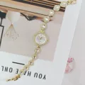 Gold Strass Quarzuhr Mode Damen Armbanduhr elegante Damenuhr glitzernder Schmuck - Gold Weiß