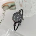Reloj de pulsera mujer plateado cuarzo esfera negra números romanos estilo vintage - Números Romanos / Negro