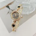 Nuovo orologio quarzo strass donna 2025 bracciale cuore lusso moda accessorio design - Oro Nero