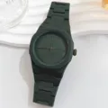 Orologio al quarzo minimalista in silicone verde scuro per uomo e donna casual trendy - Verde