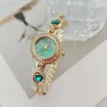 Orologio al quarzo da donna con strass a cuore e lunetta in cristallo, elegante orologio da polso. - Oro Verde