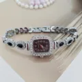 Damen Quarzuhr Silber Quadrat Strass Armbanduhr elegante Mode Armbanduhr fuer Damen - Silber Schwarz