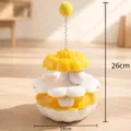 Multi-layer flower cat turntable toy with spring plush ball, yellow and white, 26cm tall - Flower Tumbler / Yellow