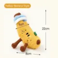 Cute banana plush dog chew toy with funny legs and hat, pet teeth grinding toy, 22cm - Yellow Banana Milk