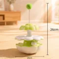 Green flower cat toy turntable with spring plush ball, interactive pet supply sku 01 - Flower Tumbler / Green