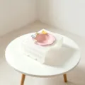 Raised ceramic pet bowl with pink plaid acrylic stand and cute floral design for pets. - Pink