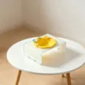 Elevated ceramic pet bowl with clear stand, cute yellow flower design for cats and dogs. - Yellow
