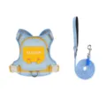 Blue plaid dog harness and leash set, cute small pet vest for puppy walking, variant style. - L / Backpack Harness Blue & 1.4m Leash Blue