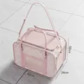 Pink quilted pet carrier bag for small dogs and cats with shoulder strap and dimensions 42x24x30cm - Pet Carrier / Pink