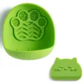 Ciotola in silicone verde per animali con ventosa e raschietto per gatti, ciotola per cibo. - Ciotola per Gatti Vassoio da Leccare / Verde