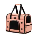Borsa da trasporto pieghevole per animali, design in rete traspirante con cerniere sicure. - Borsa trasportino per animali con ruote / rosa corallo